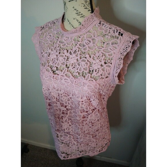 Nanette Lepore Sleeveless Lace Top Sm Boho Cottage Core Feminine Y2k - Picture 4 of 9